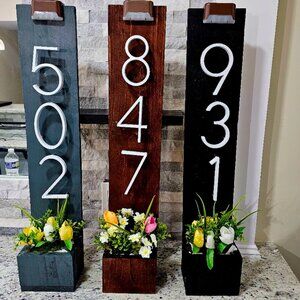 Vertical Address sign planter, House number,House number sign,Address sign,